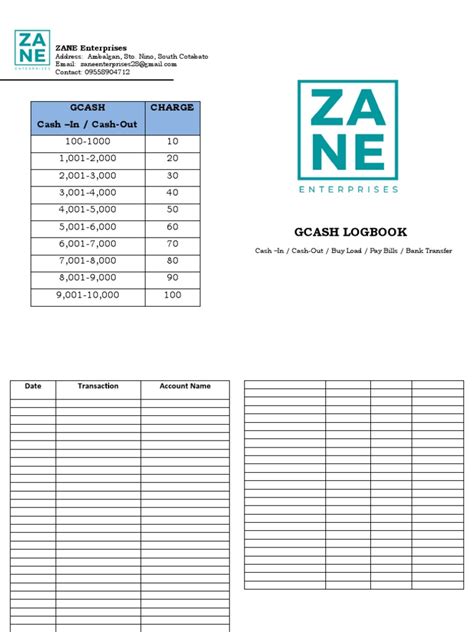 gcash record book|Zane Enterprises GCASH LOGBOOK .